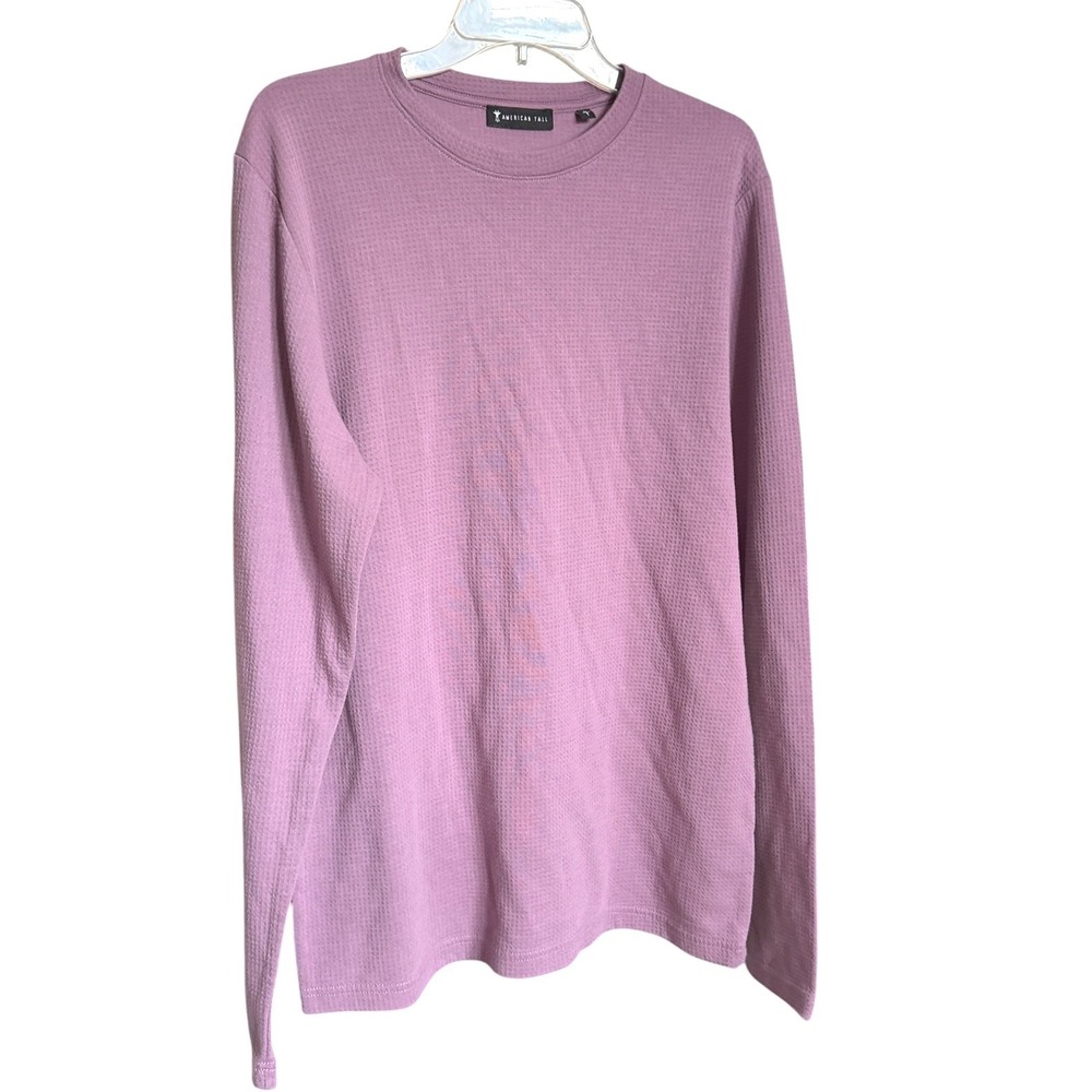 American Tall Mens Waffle Knit Long Sleeve Shirt Lavender Purple Sz L Base Layer